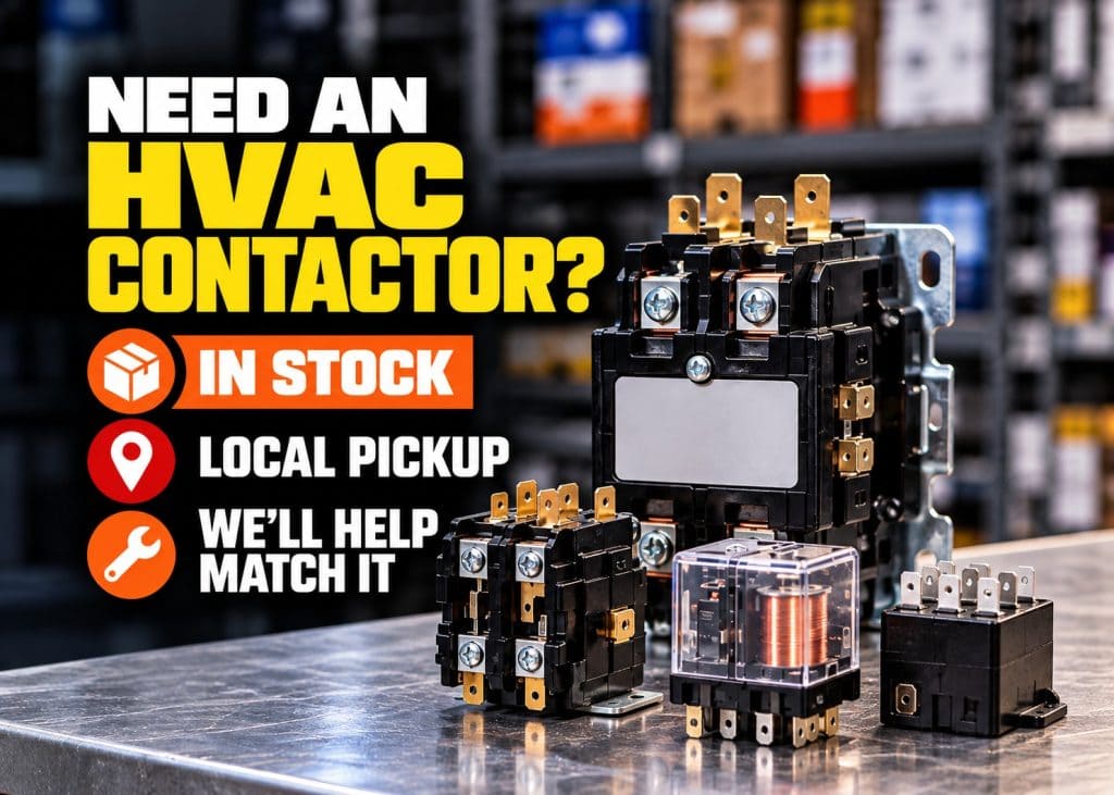 HVAC contactors and electrical relays for air conditioners and heat pumps, available for local pickup at Caudill HVAC Supply in Jacksonville FL.
