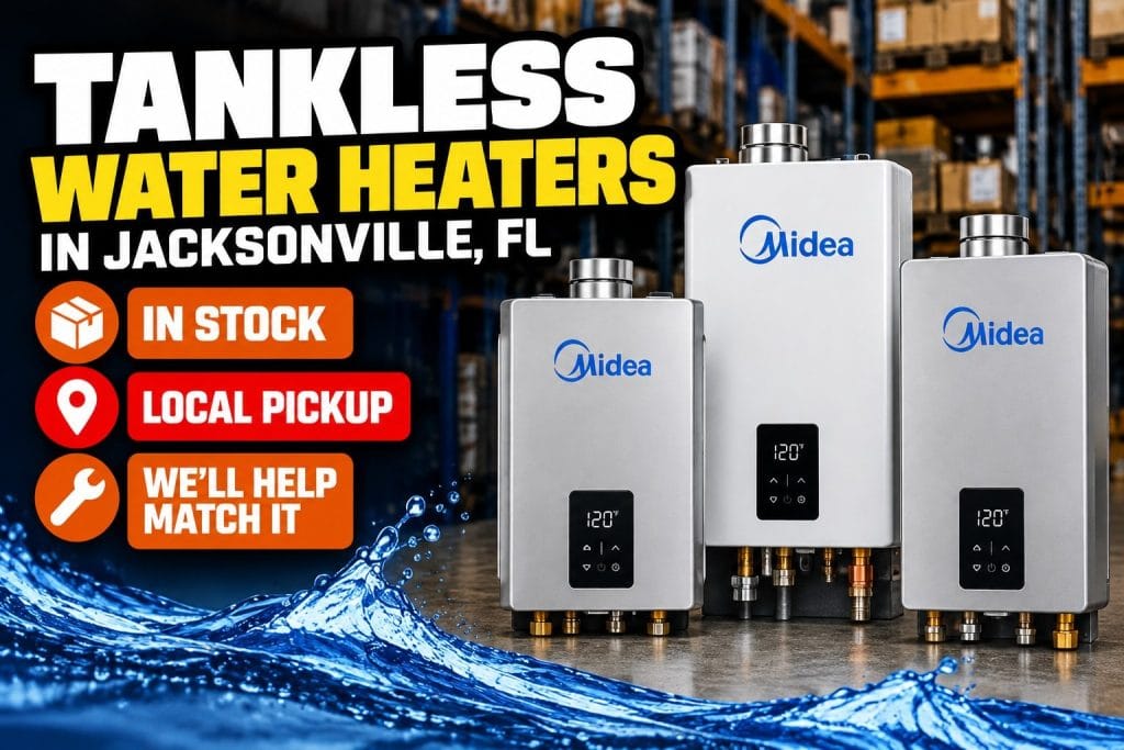 Midea tankless water heaters available from Caudill HVAC Supply in Jacksonville, FL