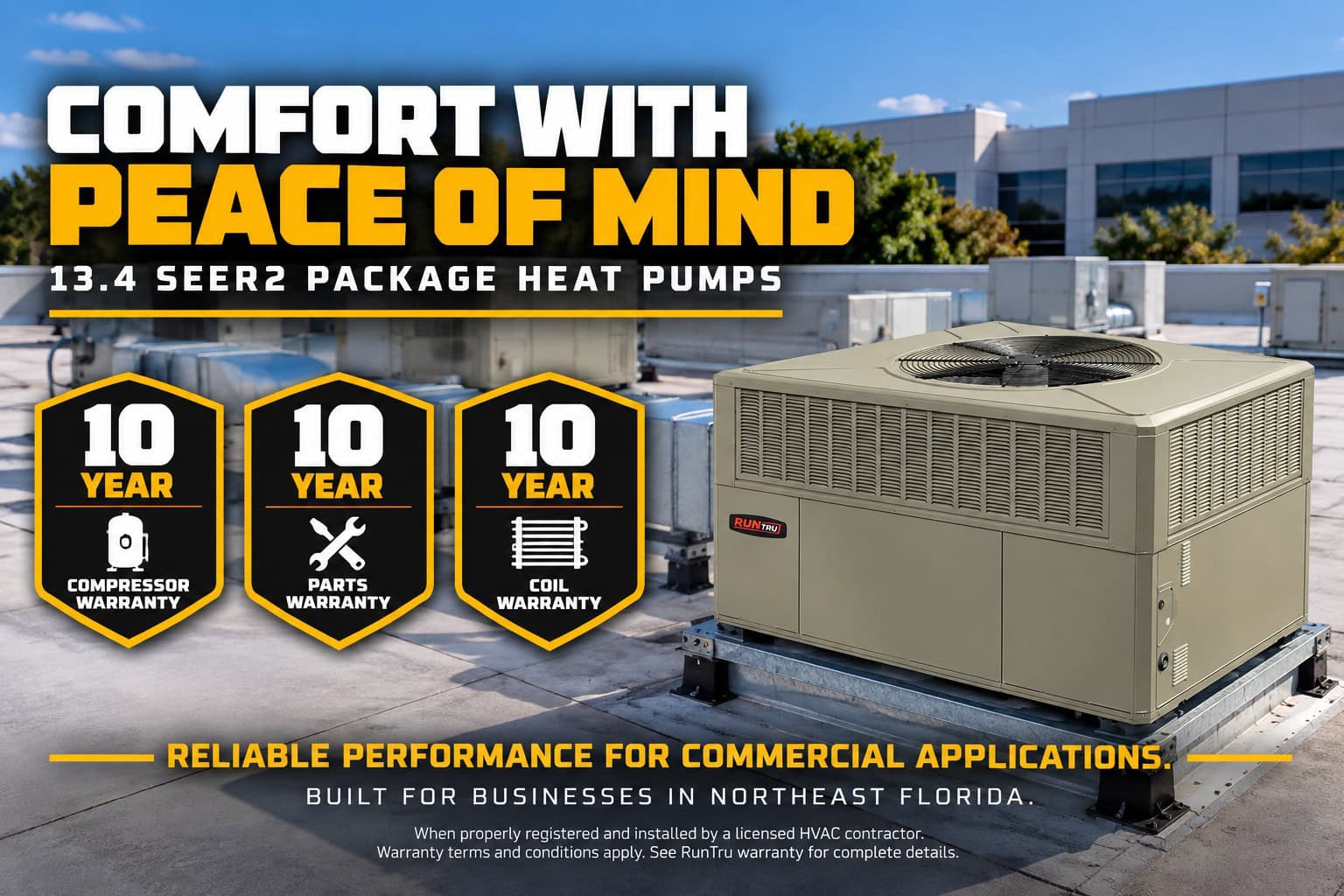RunTru 13.4 SEER2 Commercial Package Heat Pump