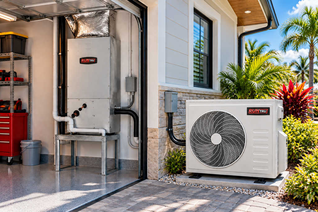 RunTru inverter heat pump and variable-speed air handler installed in a Florida home