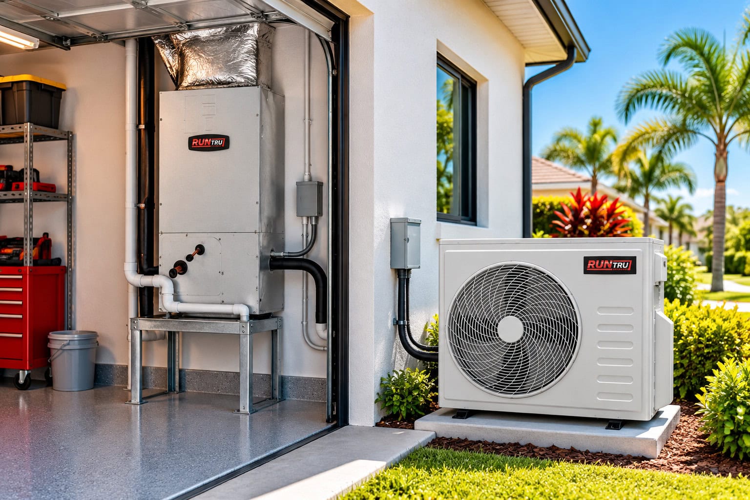 RunTru inverter heat pump with variable-speed air handler installed at a Florida home